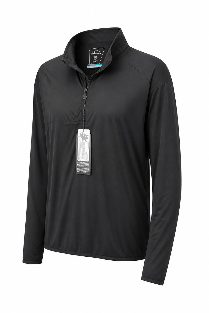 New! Sun Mountain Zamza Light Golf Pullover Men L Black 1/4 Zip Outerwear Sample